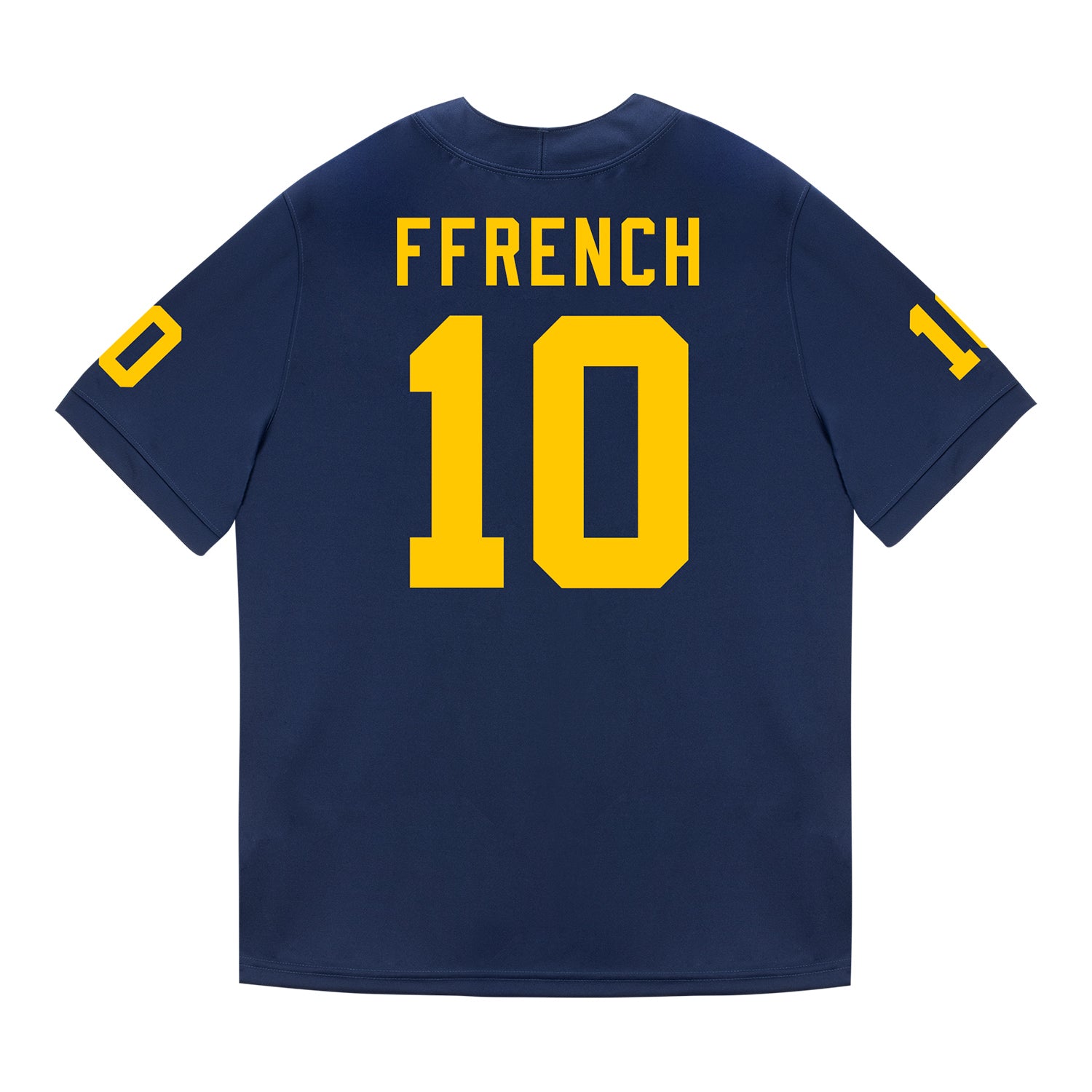 Michigan Wolverines #10 Jaime Ffrench Student Athlete Blue Football Jersey - Back View