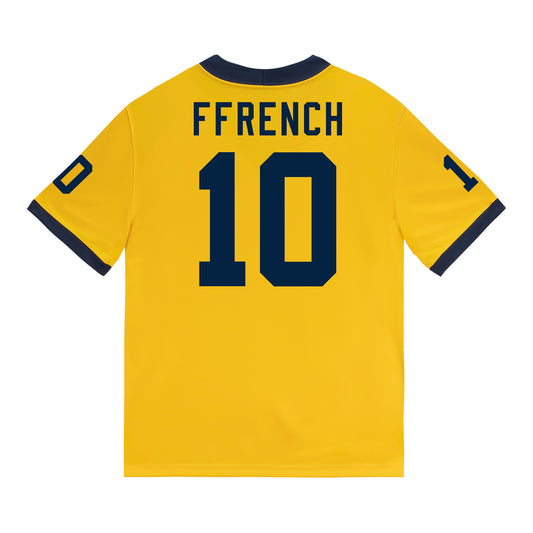 Michigan Wolverines #10 Jaime Ffrench Student Athlete Maize Football Jersey - Back View