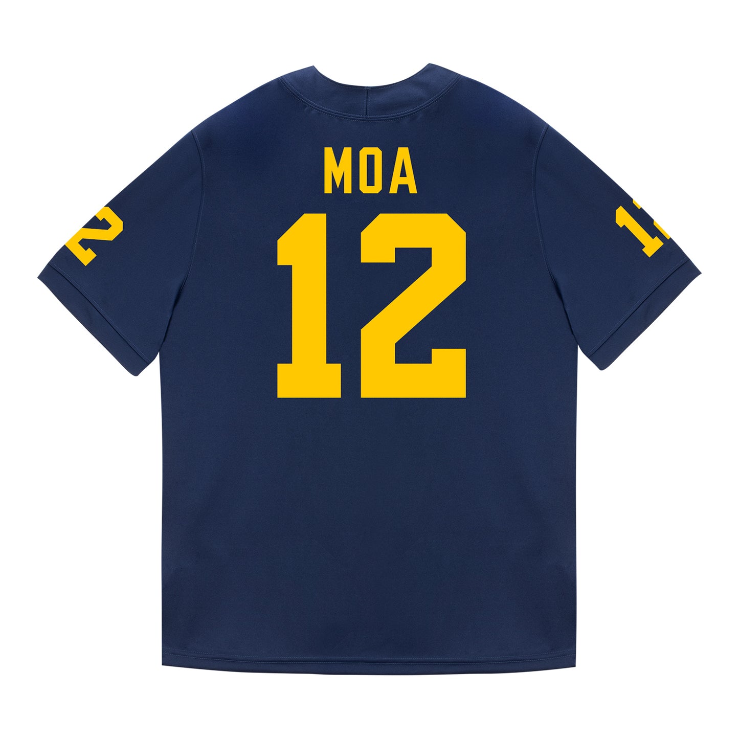 Michigan Wolverines #12 Salesi Moa Student Athlete Blue Football Jersey - Back View