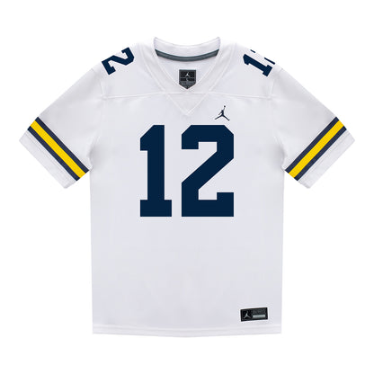 Michigan Wolverines #12 Salesi Moa Student Athlete White Football Jersey - Front View