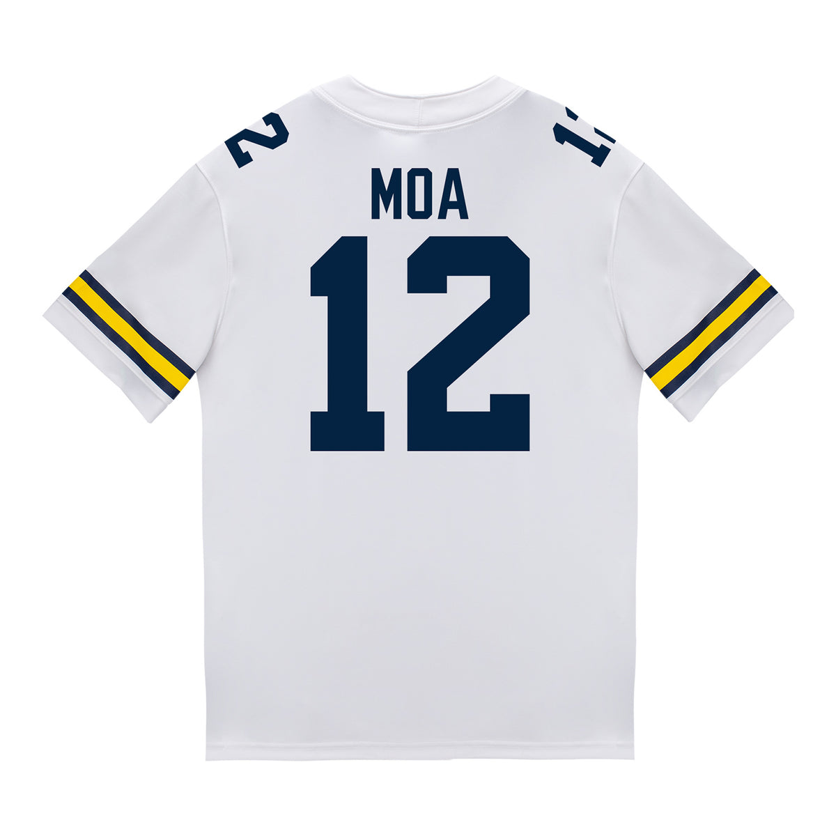 Michigan Wolverines #12 Salesi Moa Student Athlete White Football Jersey - Back View
