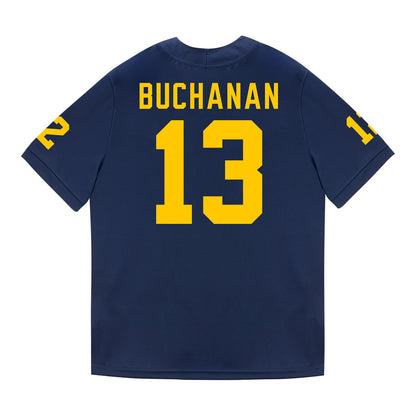 Michigan Wolverines #13 JJ Buchanan Student Athlete Blue Football Jersey - Back View