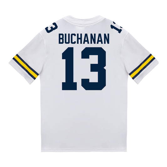 Michigan Wolverines #13 JJ Buchanan Student Athlete White Football Jersey