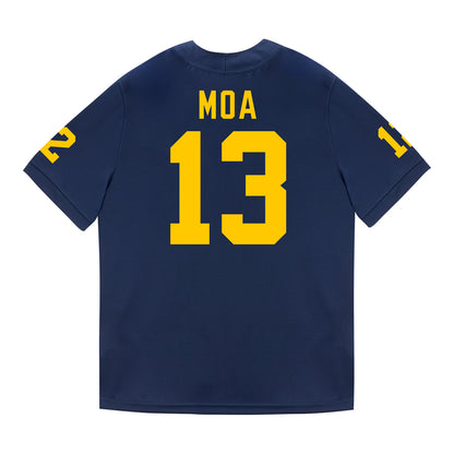 Michigan Wolverines #13 Aisea Moa Student Athlete Blue Football Jersey - Back View
