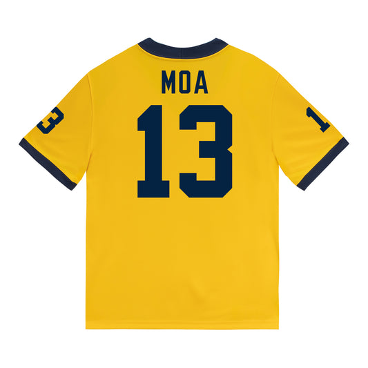 Michigan Wolverines #13 Aisea Moa Student Athlete Maize Football Jersey - Back View