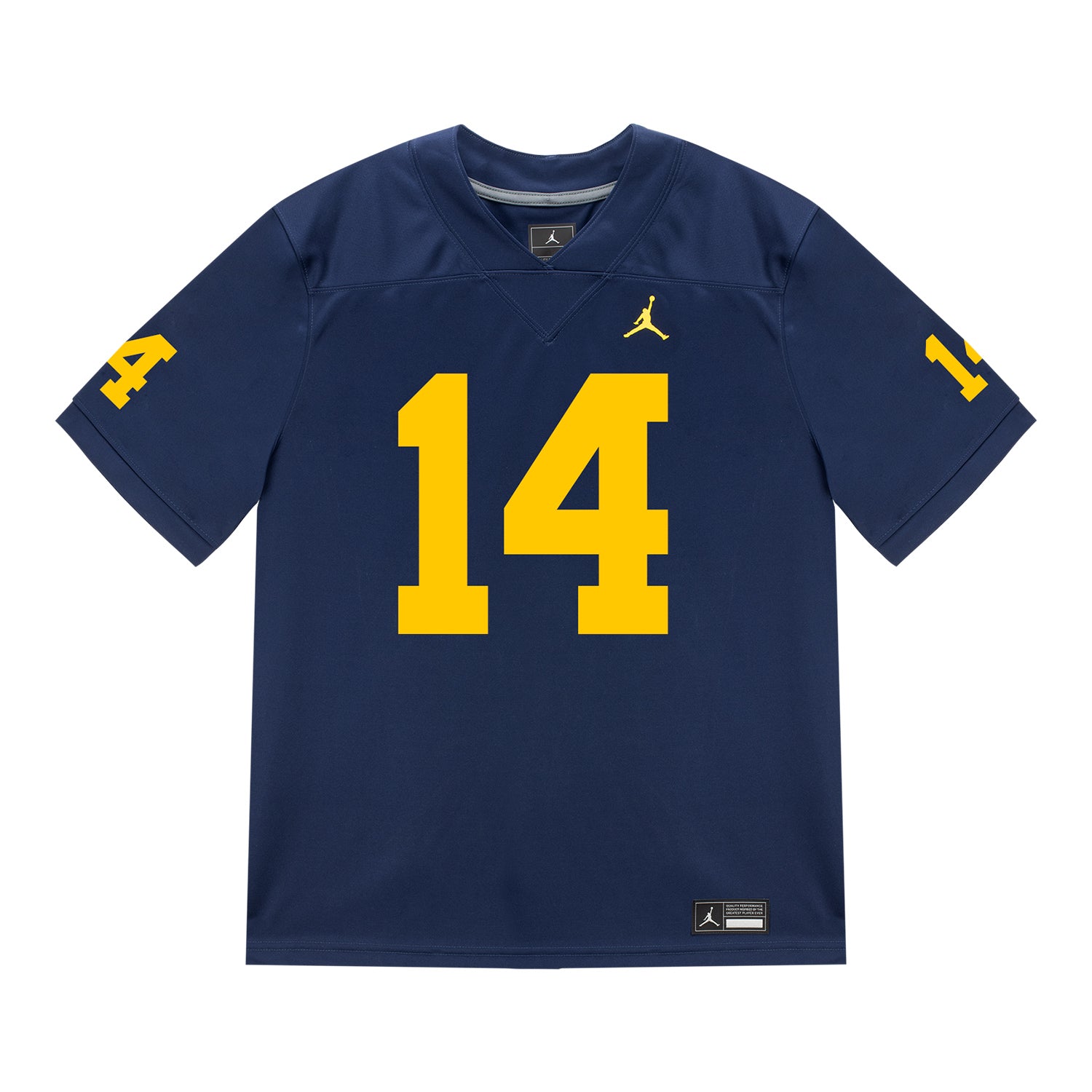 Michigan Wolverines #14 Tommy Carr Student Athlete Blue Football Jersey - Front View