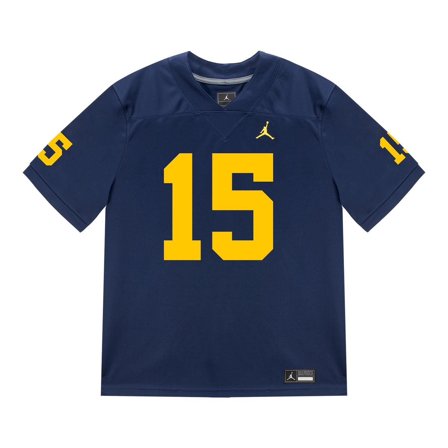 Michigan Wolverines #15 Aden Reeder Student Athlete Blue Football Jersey - Front View