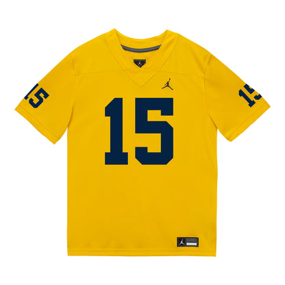 Michigan Wolverines #15 Aden Reeder Student Athlete Maize Football Jersey