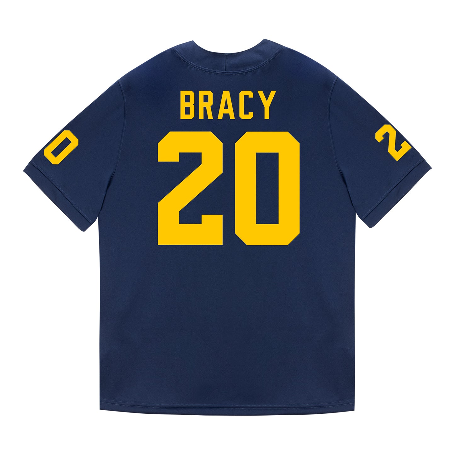 Michigan Wolverines #20 Chris Bracy Student Athlete Blue Football Jersey - Back View
