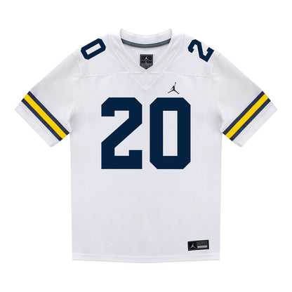 Michigan Wolverines #20 Jaylen Pile Student Athlete White Football Jersey