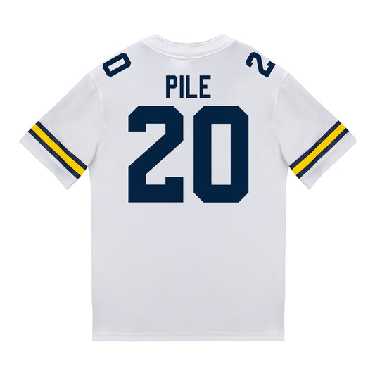 Michigan Wolverines #20 Jaylen Pile Student Athlete White Football Jersey