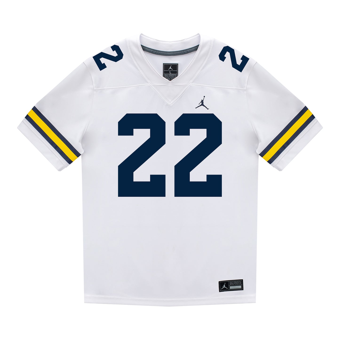 Michigan Wolverines #22 Jordan Deck Student Athlete White Football Jersey