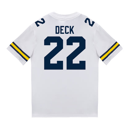 Michigan Wolverines #22 Jordan Deck Student Athlete White Football Jersey