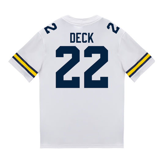 Michigan Wolverines #22 Jordan Deck Student Athlete White Football Jersey