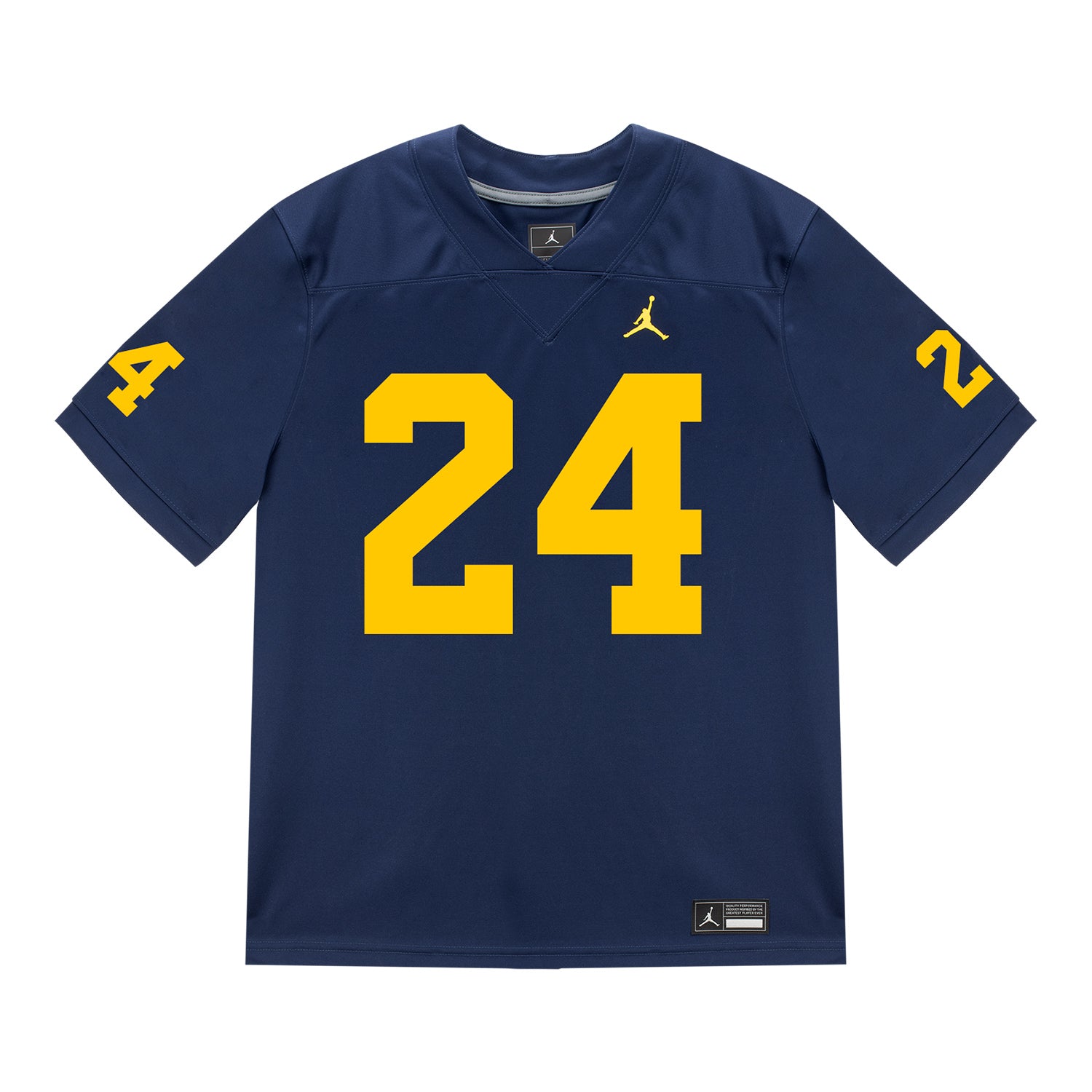 Michigan Wolverines #24 Jamarion Vincent Student Athlete Blue Football Jersey - Front View