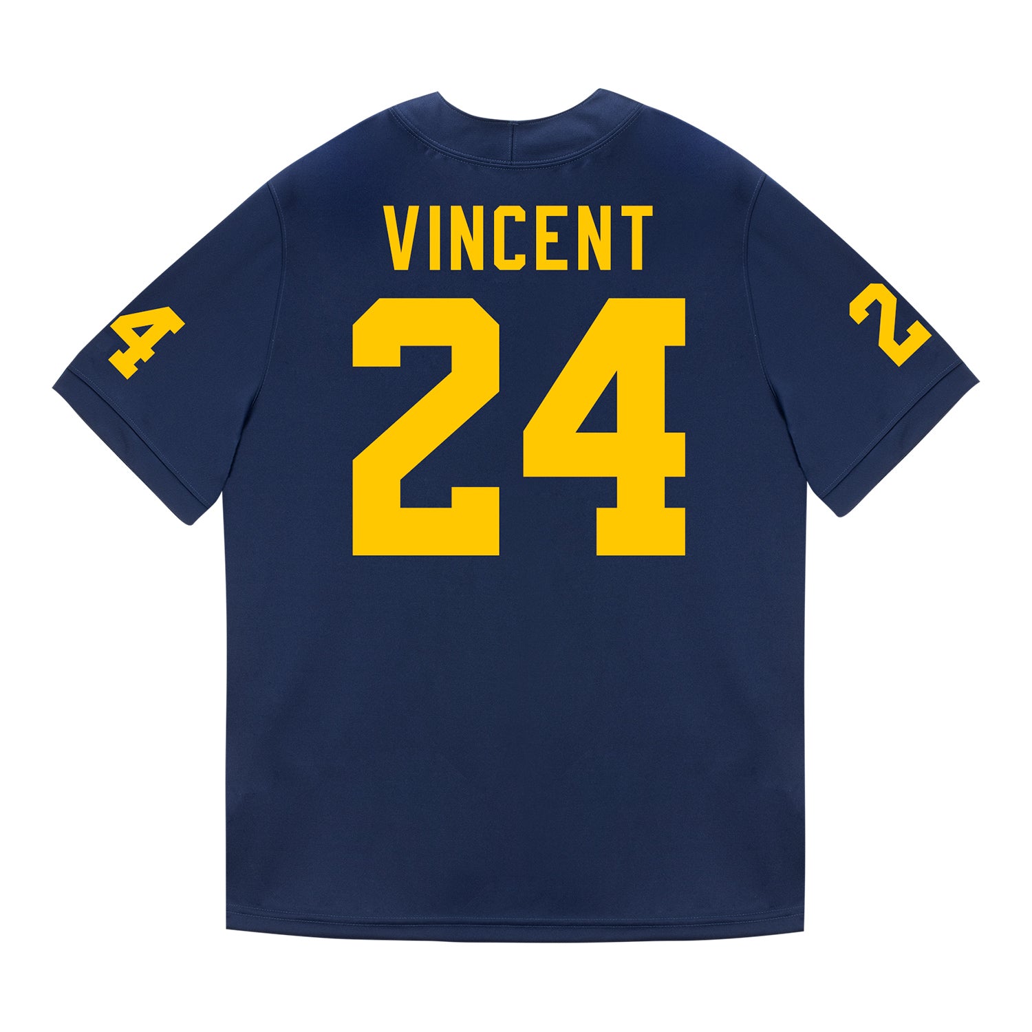 Michigan Wolverines #24 Jamarion Vincent Student Athlete Blue Football Jersey - Back View