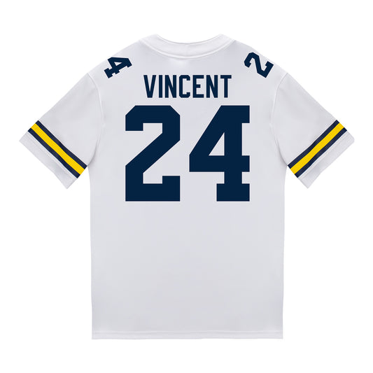 Michigan Wolverines #24 Jamarion Vincent Student Athlete White Football Jersey