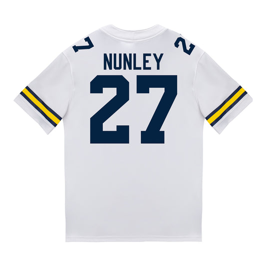 Michigan Wolverines #27 Ernest Nunley Student Athlete White Football Jersey