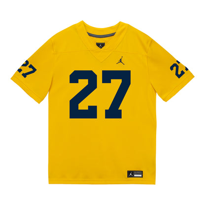 Michigan Wolverines #27 Ernest Nunley Student Athlete Maize Football Jersey