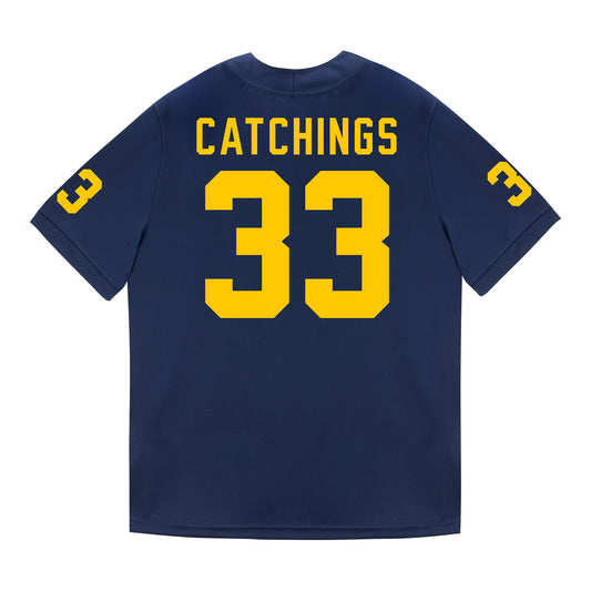 Michigan Wolverines #33 Kaden Catchings Student Athlete Blue Football Jersey - Back View