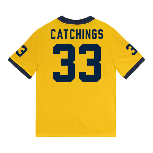 Michigan Wolverines #33 Kaden Catchings Student Athlete Maize Football Jersey - Back View