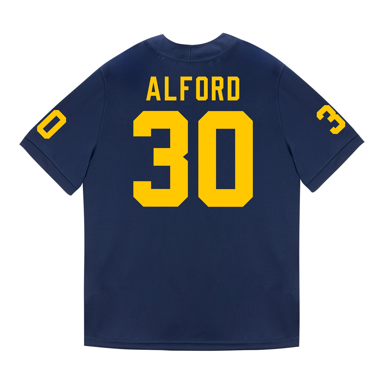 Michigan Wolverines #30 Max Alford Student Athlete Blue Football Jersey - Back View
