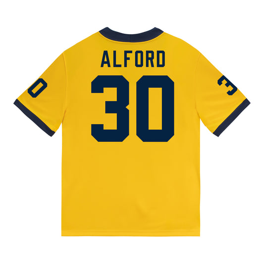 Michigan Wolverines #30 Max Alford Student Athlete Maize Football Jersey - Back View