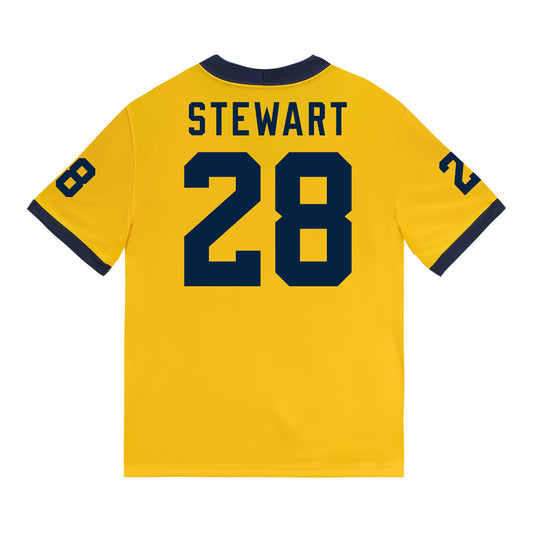 Michigan Wolverines #28 I'Marion Stewart Student Athlete Maize Football Jersey - Back View