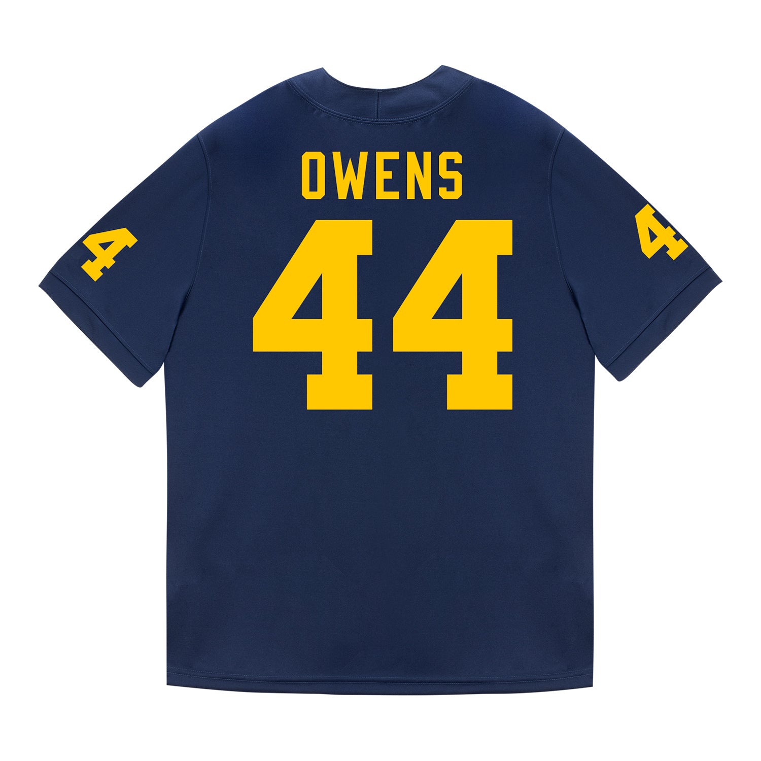 Michigan Wolverines #44 Eli Owens Student Athlete Blue Football Jersey - Back View
