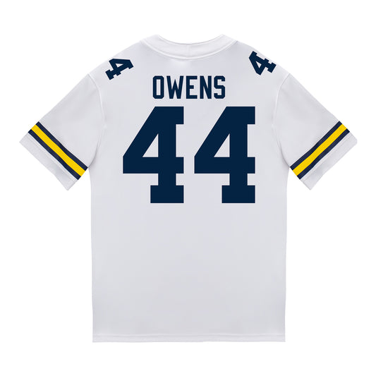 Michigan Wolverines #44 Eli Owens Student Athlete White Football Jersey
