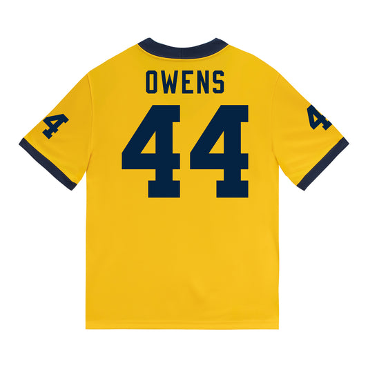 Michigan Wolverines #44 Eli Owens Student Athlete Maize Football Jersey - Back View