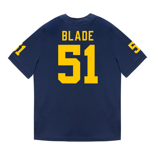 Michigan Wolverines #51 McHale Blade Student Athlete Blue Football Jersey - Back View