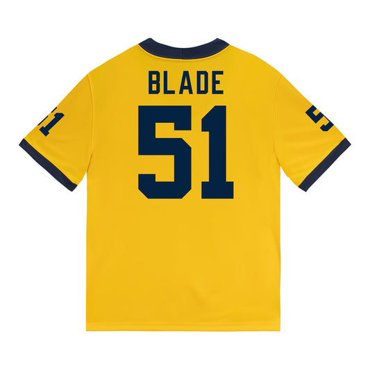 Michigan Wolverines #51 McHale Blade Student Athlete Maize Football Jersey - Back View
