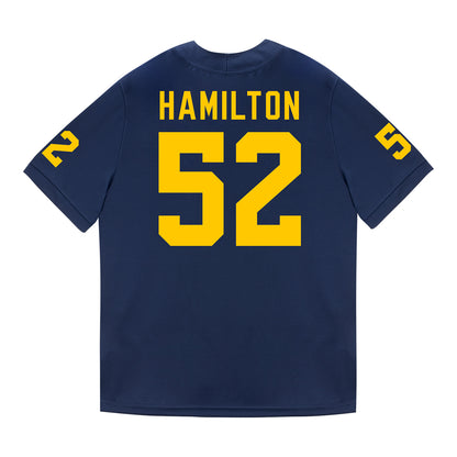 Michigan Wolverines #52 Ace Hamilton Student Athlete Blue Football Jersey- Back View