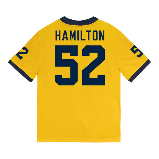 Michigan Wolverines #52 Ace Hamilton Student Athlete Maize Football Jersey - Back View