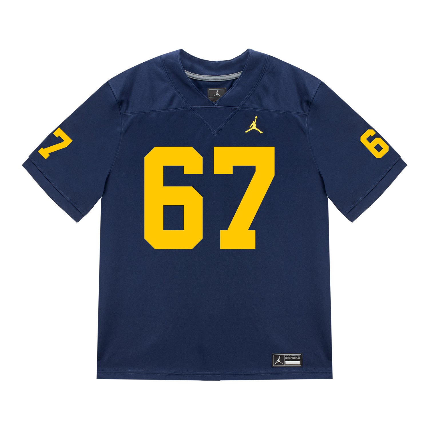 Michigan Wolverines #67 Houston Ka'aha'aina-Torres Student Athlete Blue Football Jersey - Front View