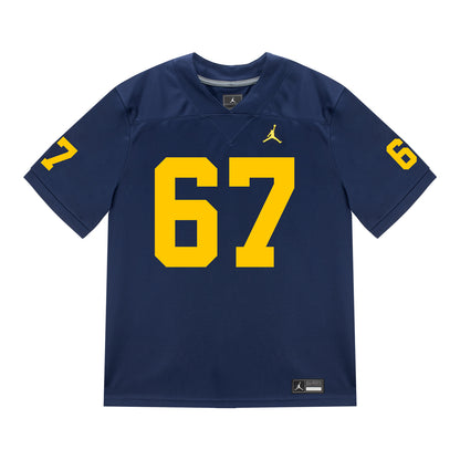 Michigan Wolverines #67 Houston Ka'aha'aina-Torres Student Athlete Blue Football Jersey - Front View
