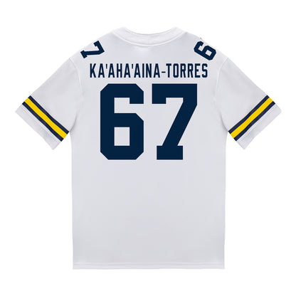 Michigan Wolverines #67 Houston Ka'aha'aina-Torres Student Athlete White Football Jersey