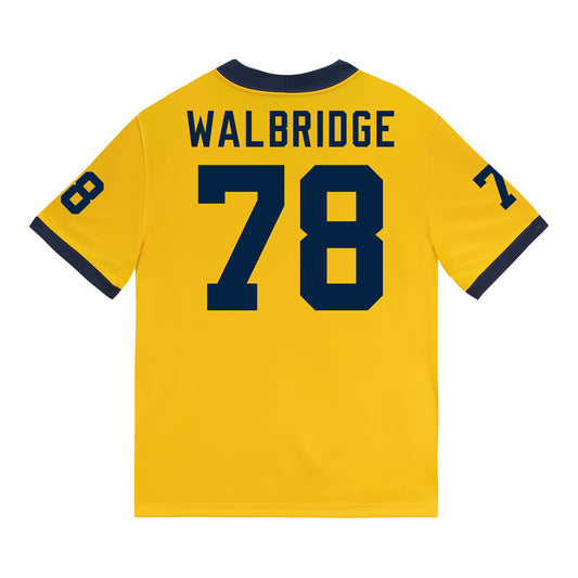 Michigan Wolverines #78 Marky Walbridge Student Athlete Maize Football Jersey - Back View