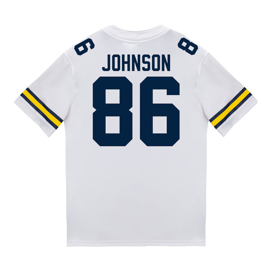 Michigan Wolverines #86 Travis Johnson Student Athlete White Football Jersey