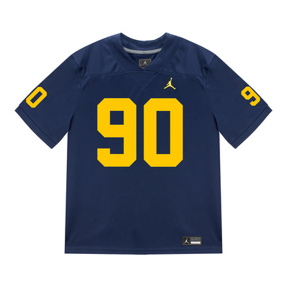 Michigan Wolverines #90 John Henry Daley Student Athlete Blue Football Jersey - Front View
