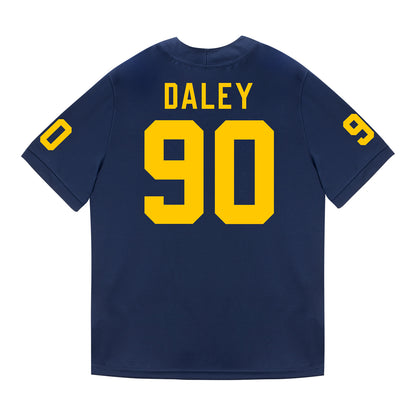 Michigan Wolverines #90 John Henry Daley Student Athlete Blue Football Jersey - Back View