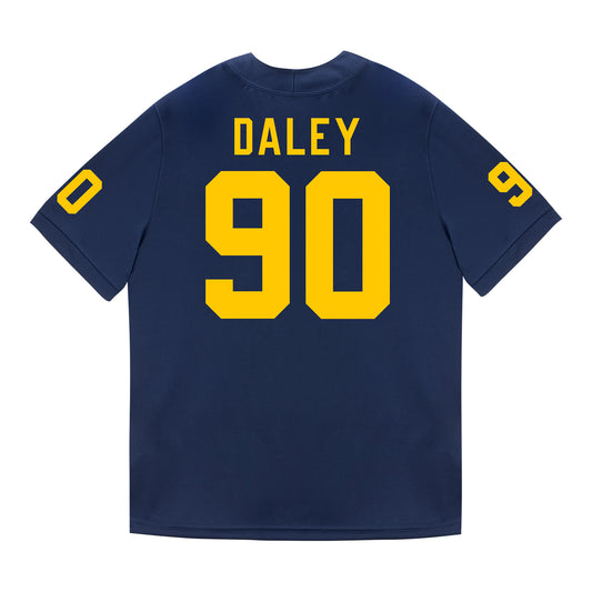 Michigan Wolverines #90 John Henry Daley Student Athlete Blue Football Jersey - Back View