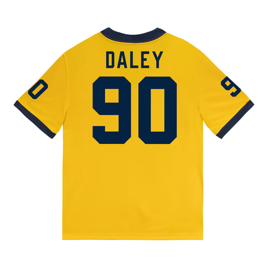 Michigan Wolverines #90 John Henry Daley Student Athlete Maize Football Jersey - Back View