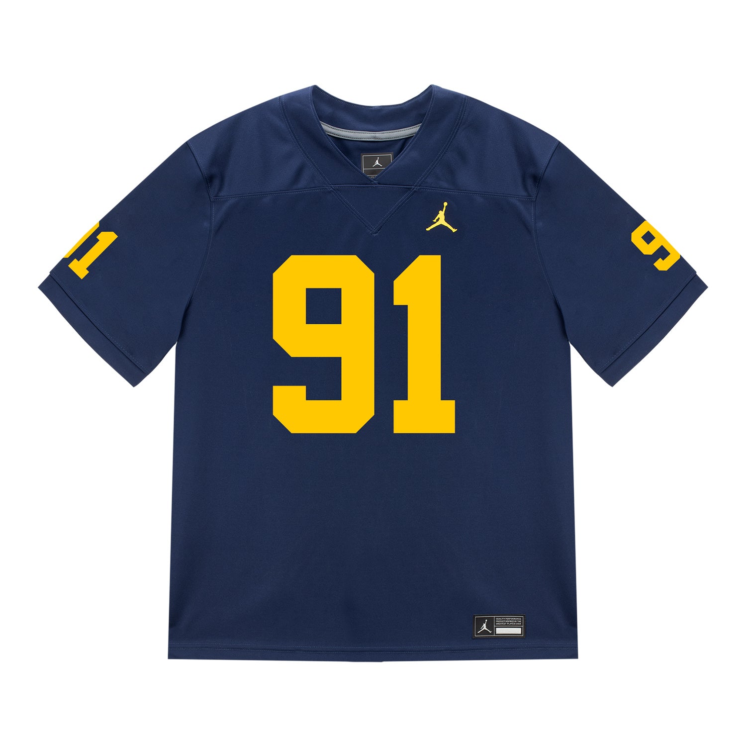 Michigan Wolverines #91 Jonah Lea'ea Student Athlete Blue Football Jersey - Front View