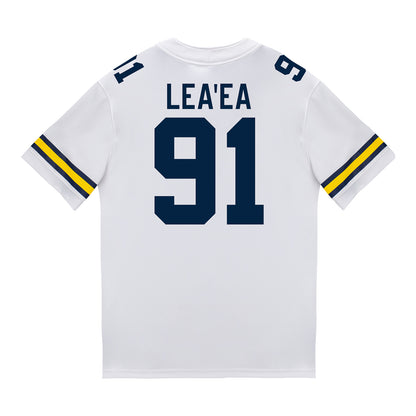 Michigan Wolverines #91 Jonah Lea'ea Student Athlete White Football Jersey