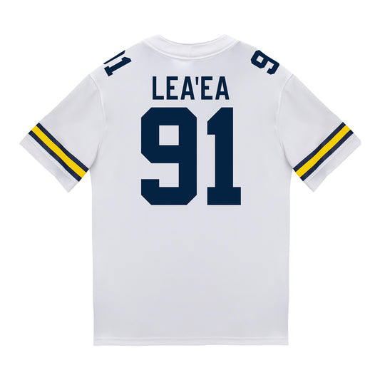 Michigan Wolverines #91 Jonah Lea'ea Student Athlete White Football Jersey