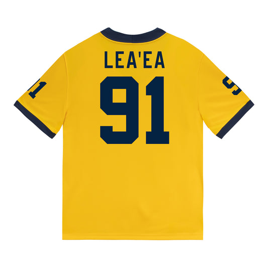 Michigan Wolverines #91 Jonah Lea'ea Student Athlete Maize Football Jersey - Back View