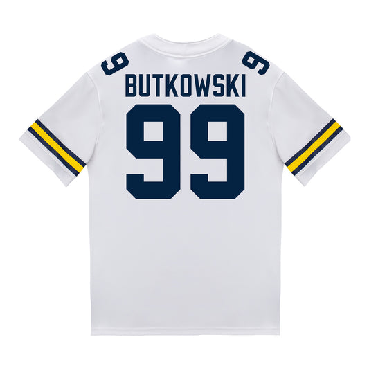 Michigan Wolverines #99 Trey Butkowski Student Athlete White Football Jersey
