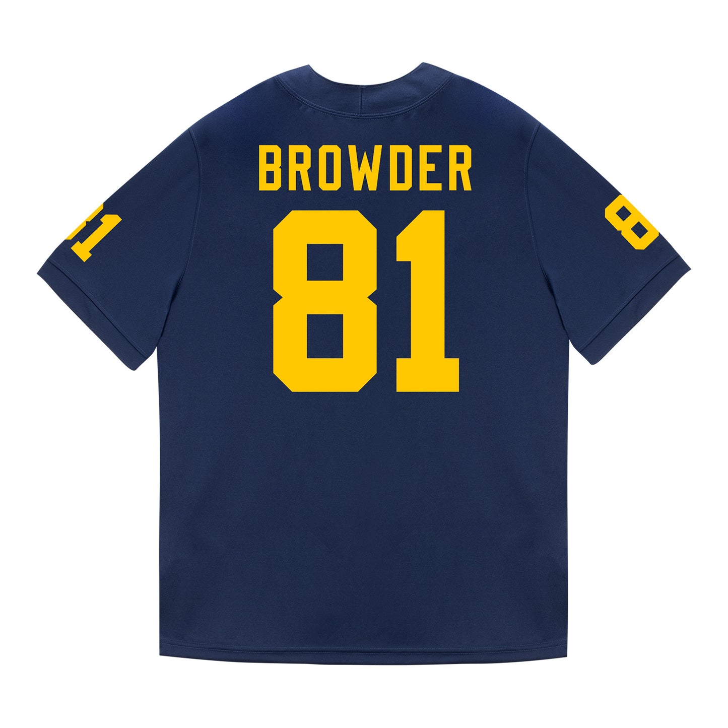 Michigan Wolverines #81 Jamar Walbridge Student Athlete Blue Football Jersey - Back View
